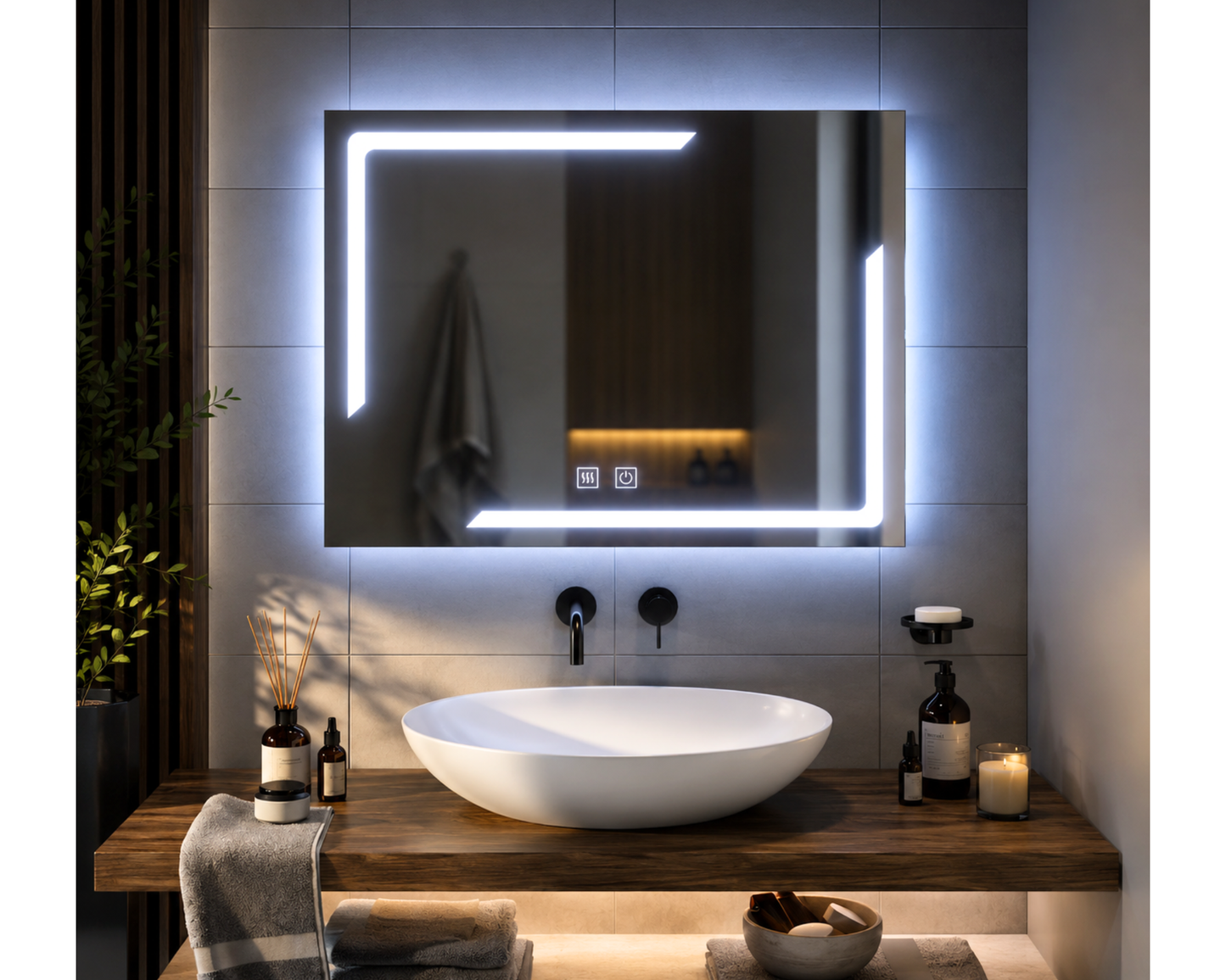 Oglinda Led Dreptunghiulara Touch, cu Functie Dezaburire E38/80x60cm