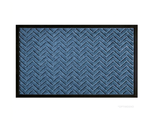 Covoras intrare gri 75x45 cm, ®OPTIMDEKO, antiderapant, rezistent, absorbtie murdarie si apa, interior/exterior, CR176 Albastru/Turcoaz