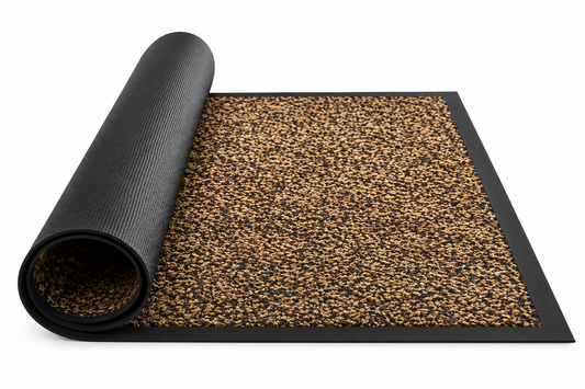 Covoras de Intrare OPTIMDEKO, 60x40 cm, Antiderapant, Absorbant si Antimurdarie, Striat, Baza din Cauciuc, Rezistent, pentru Interior si Exterior, Maro