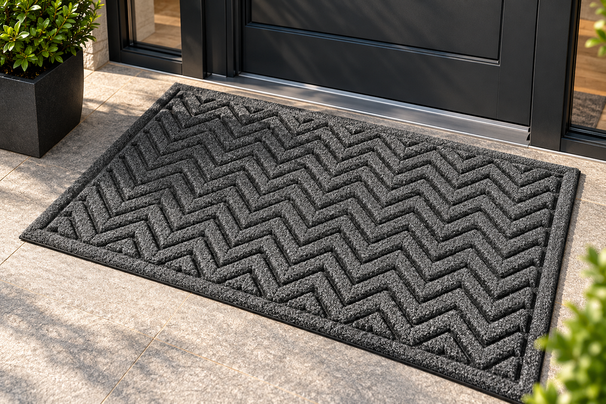 Covoras de intrare, interior & exterior ®OPTIMDEKO, 150 x 90 cm, anti-alunecare, foarte rezistent si durabil, Dirt Trapper, Gri