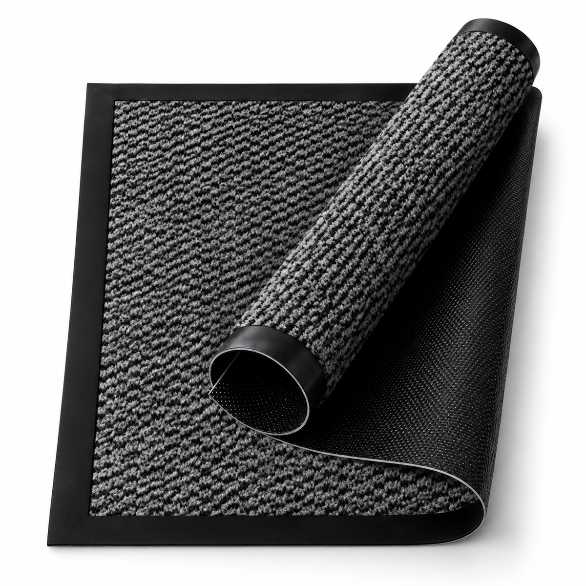 Covoras de Intrare ®OPTIMDEKO, 150x90 cm, Antiderapant, Absorbant si Antimurdarie, Baza din Cauciuc, Rezistent, pentru Interior si Exterior, Gri Deschis cu Negru