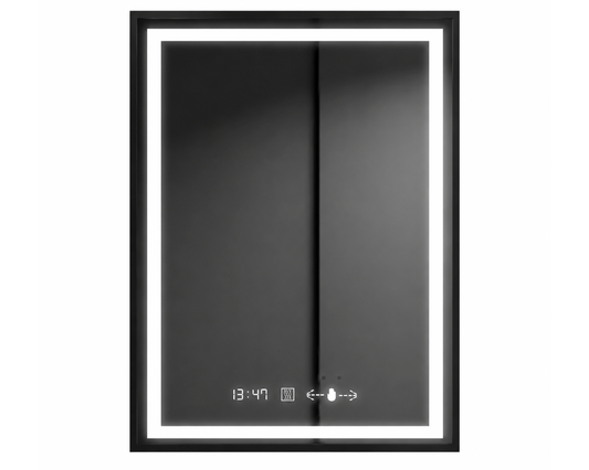 Oglinda LED Dreptunghiulara, cu Functie Dezaburire si Sistem Touch, Neagra, Colectia Marcello Funghi, model W03v 60x80cm