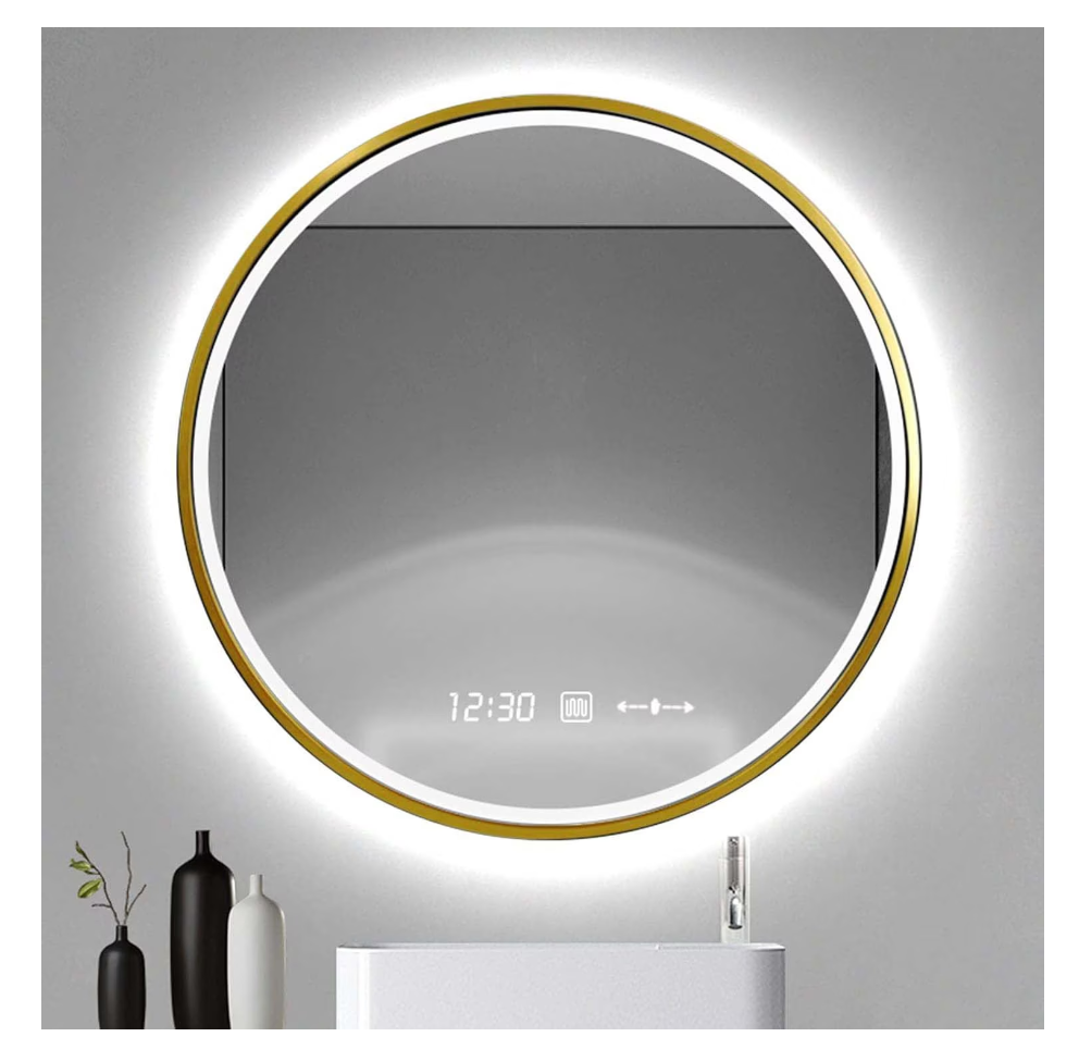 Oglinda LED Touch 70x70 cm Functie Dezaburire Rama Aurie Colectia Marcello Funghi