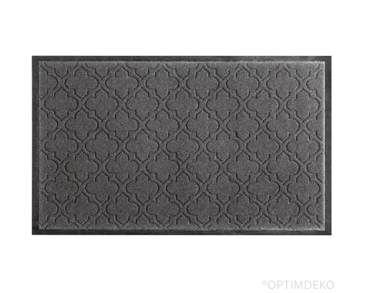 Covoras de intrare, 75x45 cm, absorbant, antiderapant, cu model modern, gri, ®OPTIMDEKO TR203