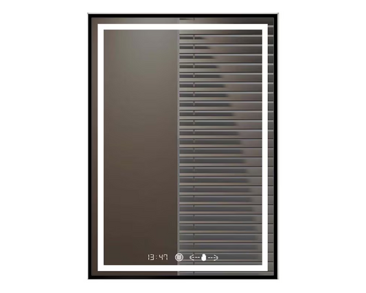 Oglinda LED Dreptunghiulara, cu Functie Dezaburire si Sistem Touch, Neagra, Colectia Marcello Funghi, model W03v 60x80cm