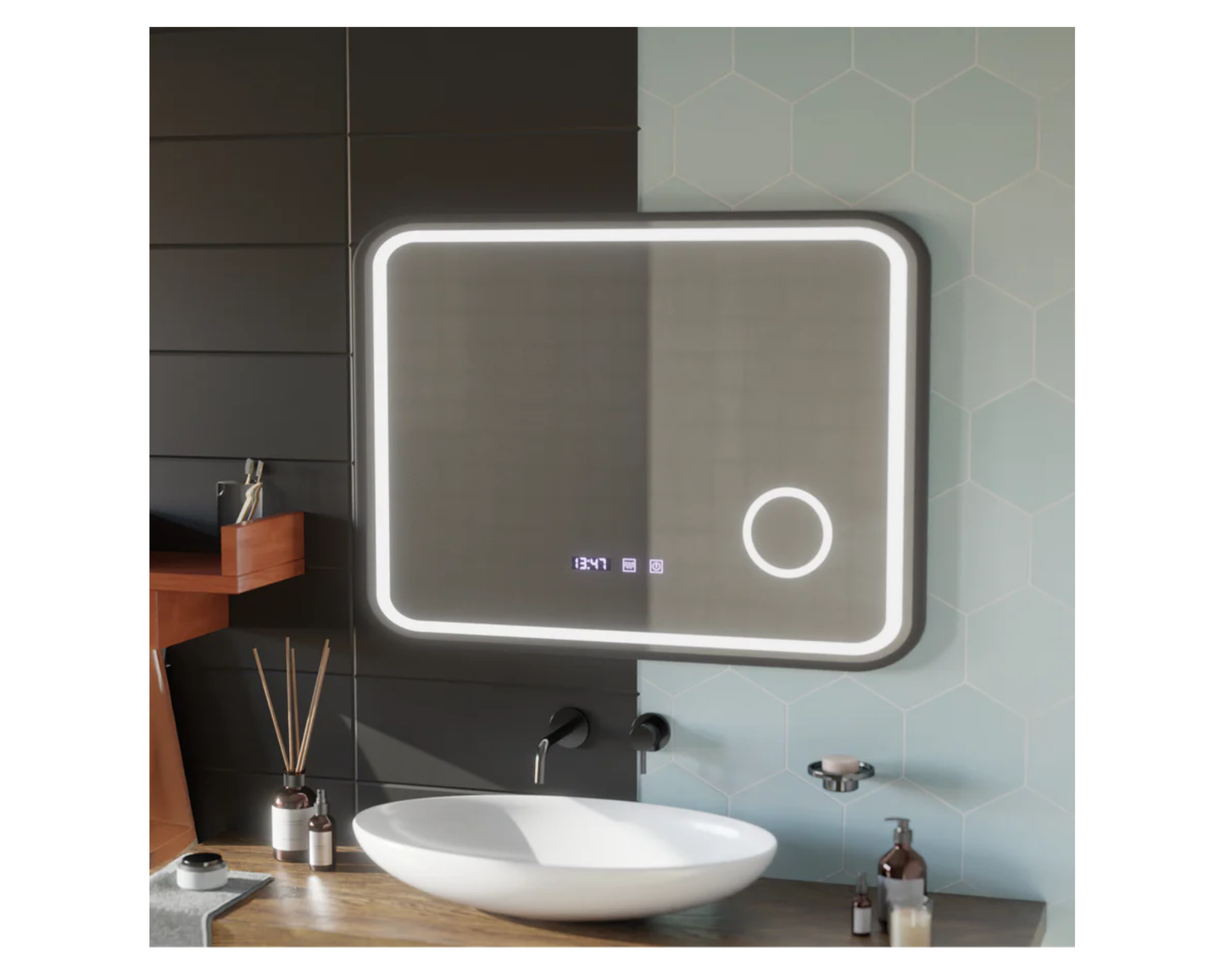 Oglinda LED Touch 60x80 cm Functie Dezaburire Colectia Marcello Funghi S80, 80x60cm