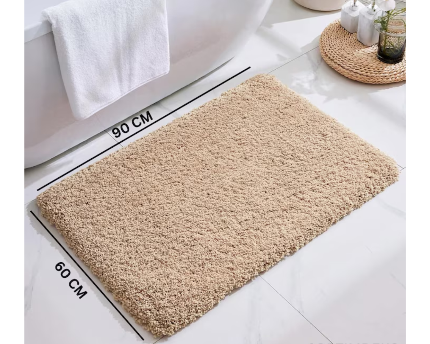 Covoras baie pufos, 120 x 60 cm, ultra absorbant si antiderapant - microfibra foarte moale ®OPTIMDEKO