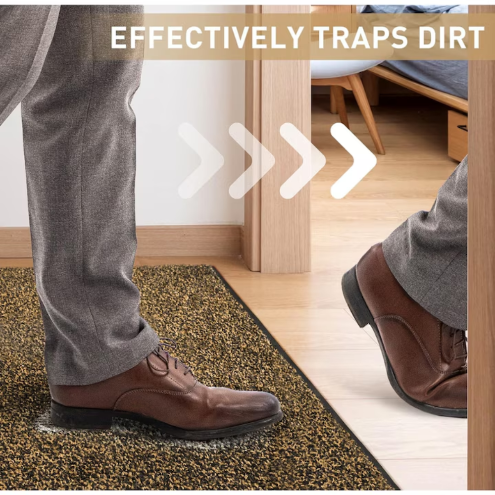 Covoras intrare antiderapant -mocheta si cauciuc- maro - 90x150cm