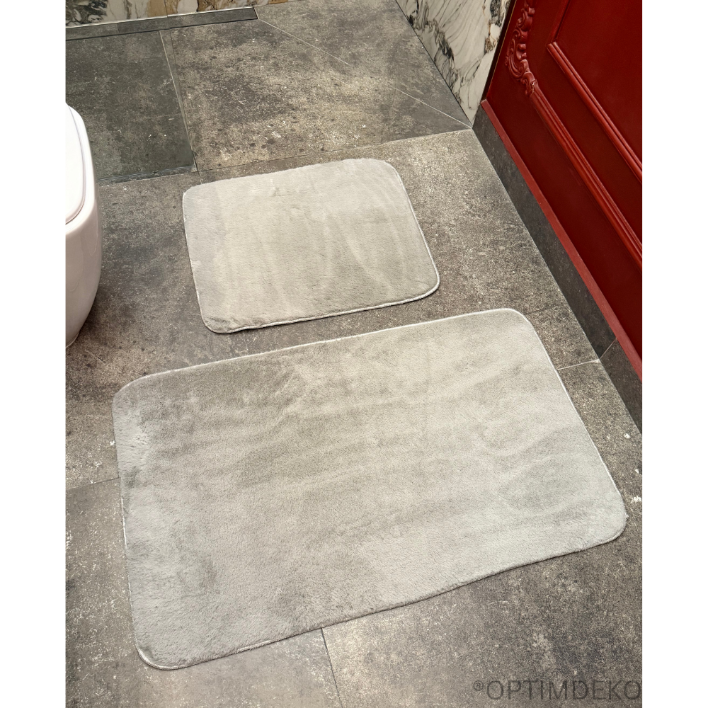 Set Covorase de Baie Ultra Pufoase si Antiderapante, 100x60 + 60x50 cm, Confort Premium, Gri