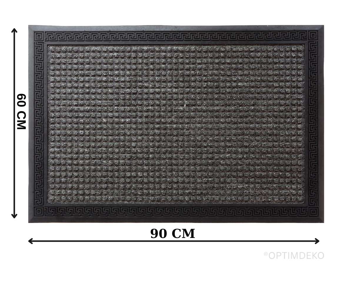 Covoras intrare gri 90x60 cm, ®OPTIMDEKO, antiderapant, rezistent, absorbtie murdarie si apa, interior/exterior, CR096 GRI
