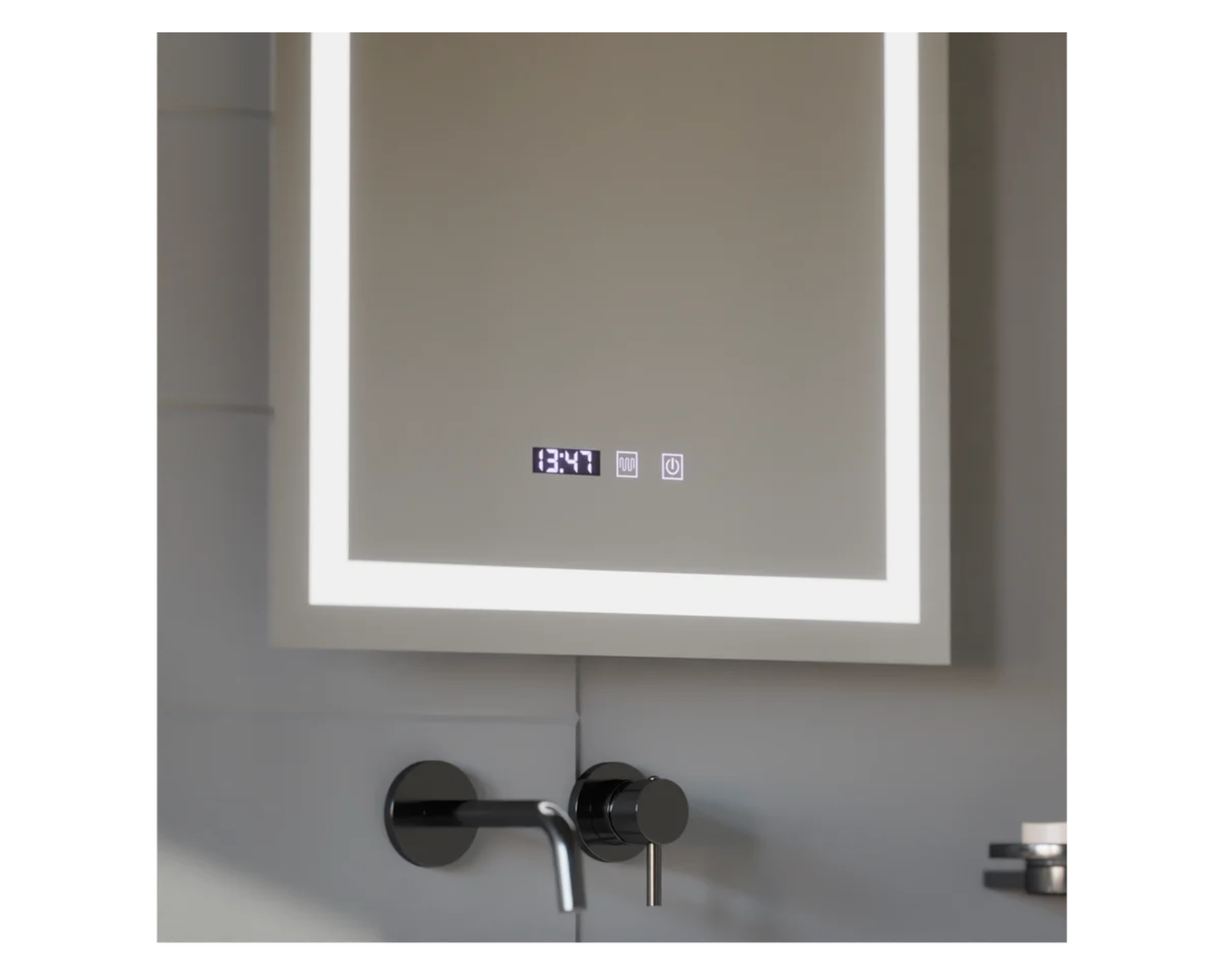 Oglinda Led Dreptunghiulara, cu Functie Dezaburire si Sistem Touch, Ceas si Termometru W09/60x80cm