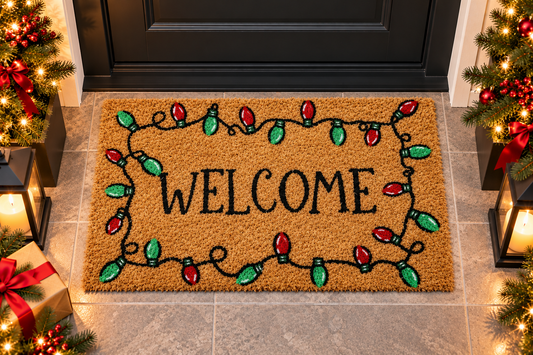 Covoras intrare Craciun, fibra cocos si cauciuc, WELCOME, DM120 - 60x40 cm