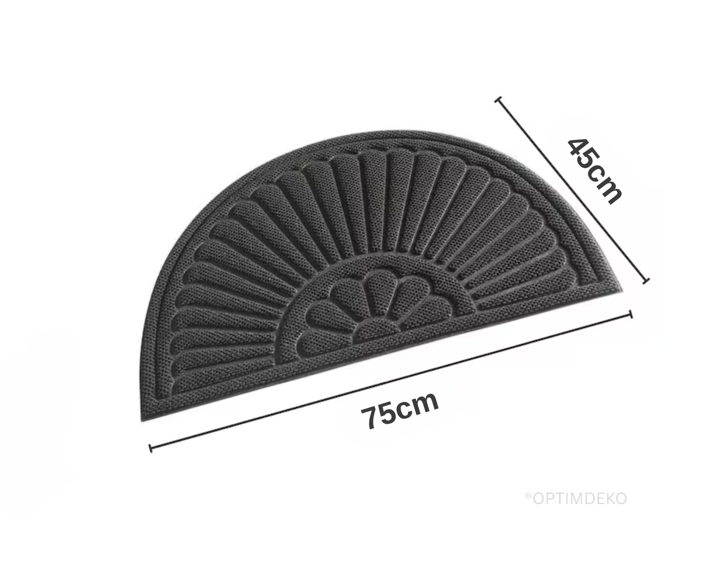 Covorase intrare OPTIM DEKO, semicerc, cauciuc si polipropilena, gri, 75x45cm
