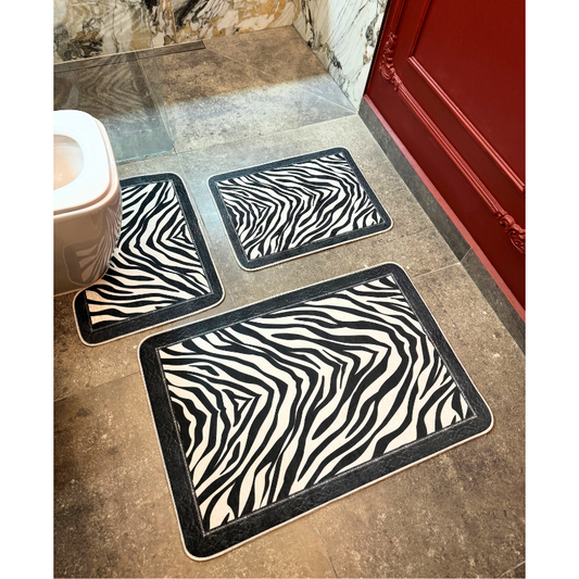 Covoras Baie Set 3 Piese, Antiderapant 100x60, 60x50, 40x60, model zebra