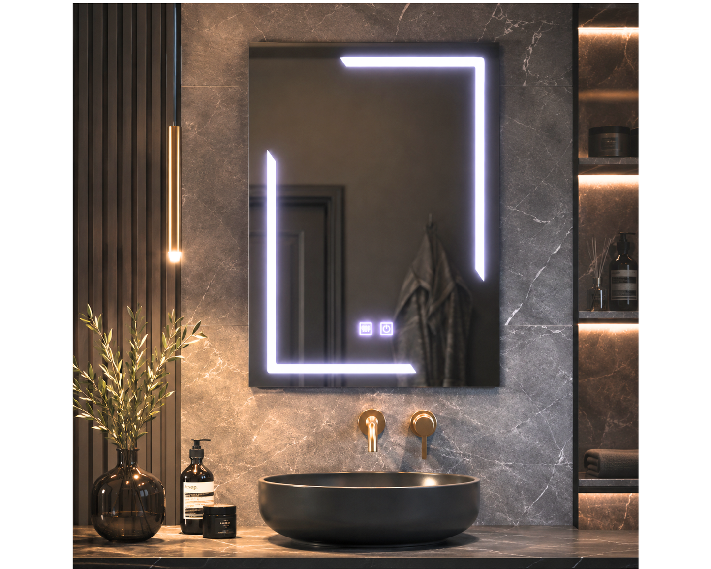 Oglinda Led Dreptunghiulara Touch, cu Functie Dezaburire E38/60x80cm