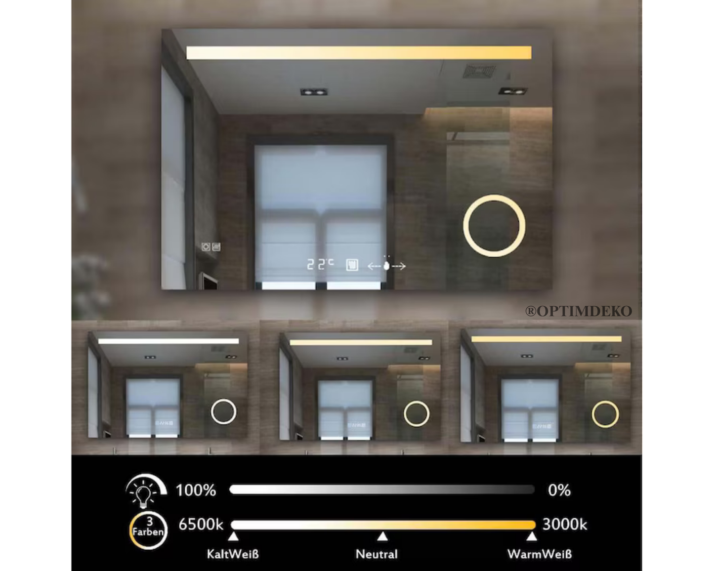 Oglinda LED Colectia Marcello Funghi Dreptunghiulara cu Functie Dezaburire si Sistem Touch, model W07/80x60cm