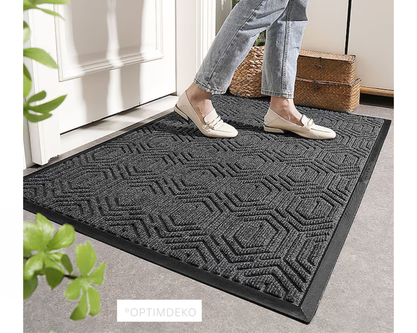 Covoras intrare gri 75x45 cm, ®OPTIMDEKO, antiderapant, rezistent, absorbtie murdarie si apa, interior/exterior, CR172 Gri
