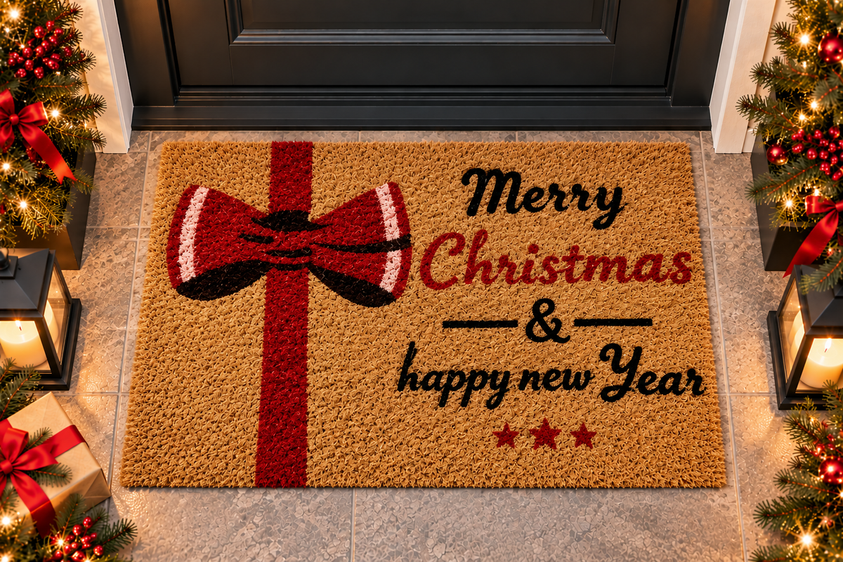 Covoras intrare Craciun, fibra cocos si cauciuc, Merry Christmas, DM114 - 60x40 cm