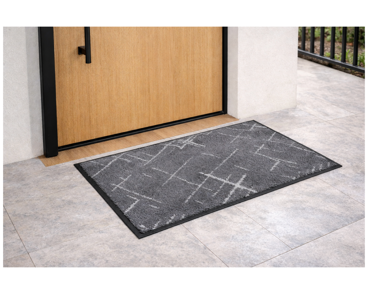 Covoras intrare gri 90x60 cm, ®OPTIMDEKO, antiderapant, rezistent, absorbtie murdarie si apa, interior/exterior, PC104