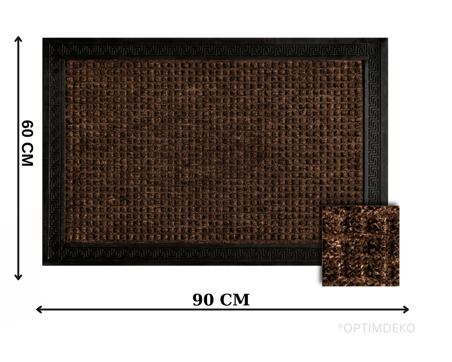Covoras intrare gri 90x60 cm, ®OPTIMDEKO, antiderapant, rezistent, absorbtie murdarie si apa, interior/exterior, CR096 MARO