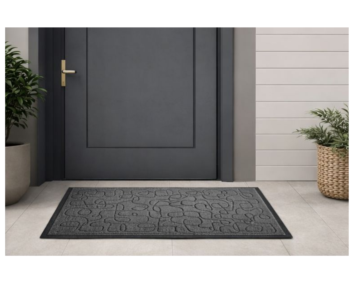 Covoras de intrare, 75x45 cm, absorbant, antiderapant, cu model modern si inscriptie, Spaghetti, ®OPTIMDEKO TR207