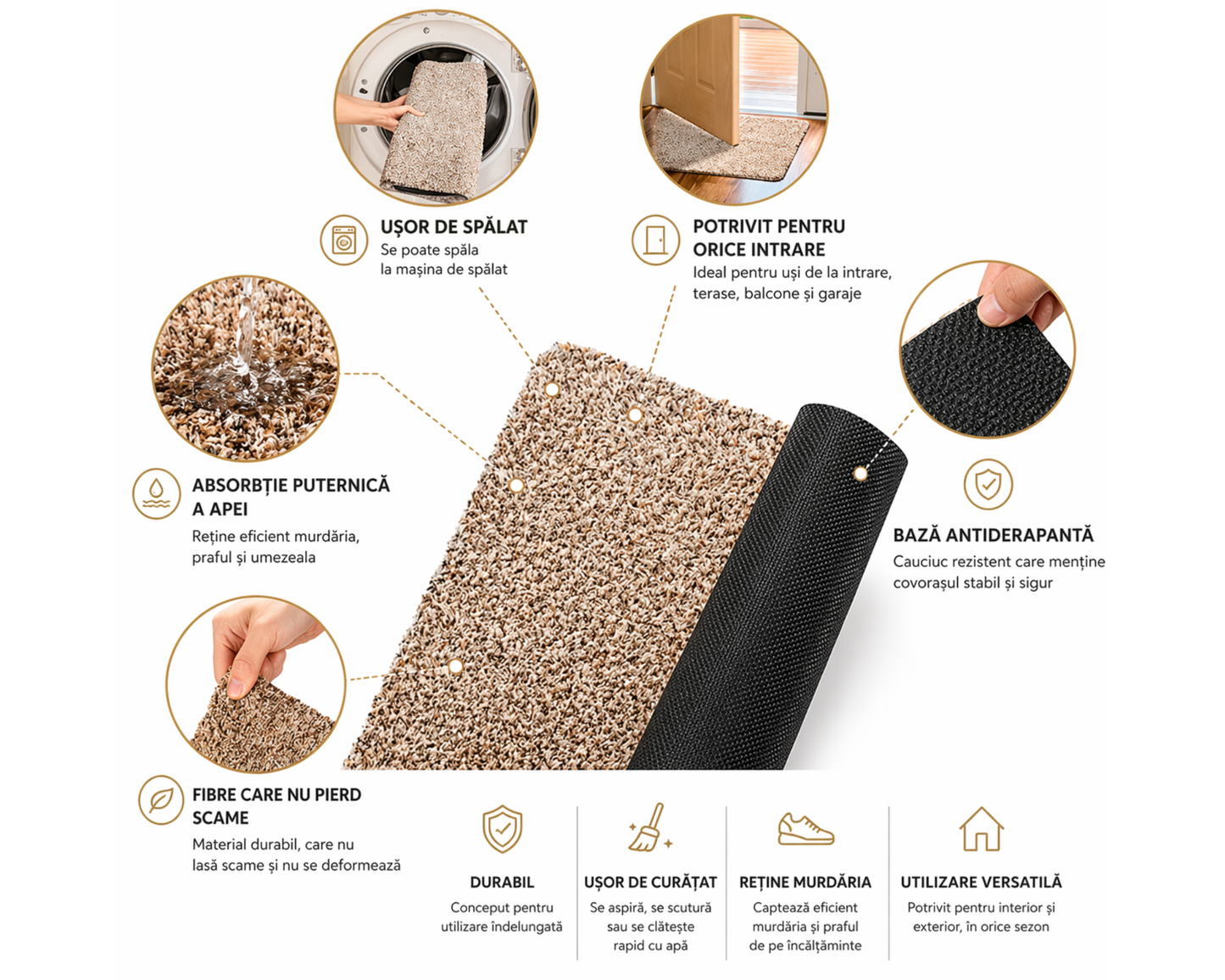 Covoras intrare absorbant antimurdarie, Magic Mat Maro 70x45cm ®OPTIMDEKO