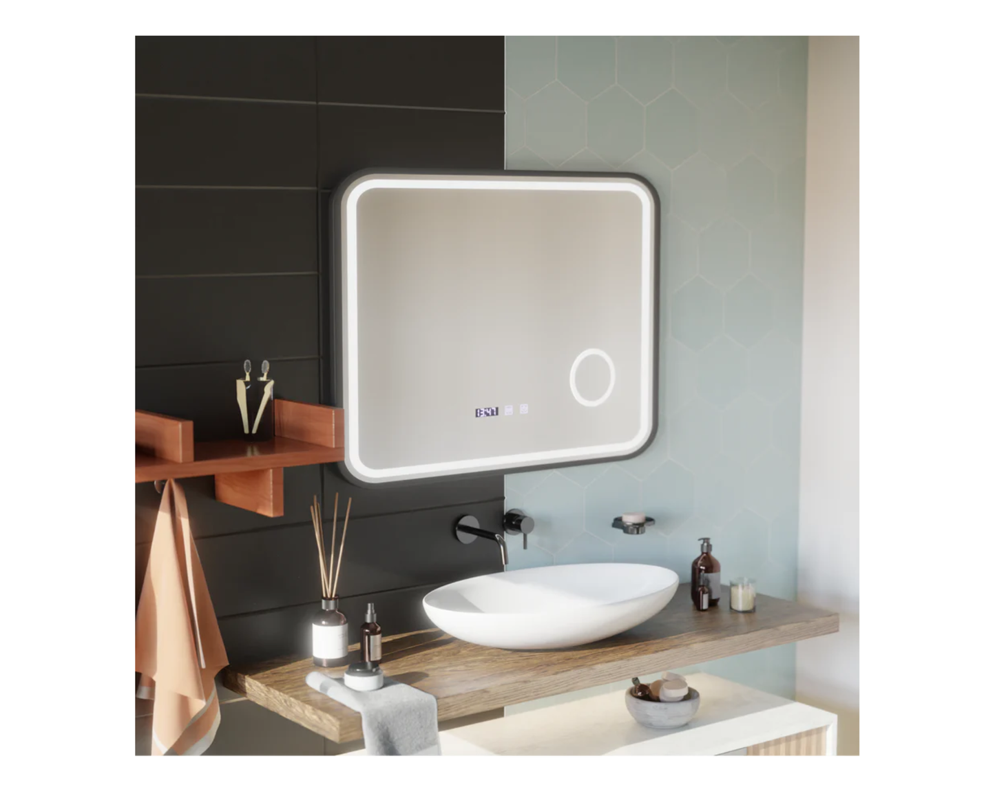 Oglinda LED Touch 60x80 cm Functie Dezaburire Colectia Marcello Funghi S80, 80x60cm