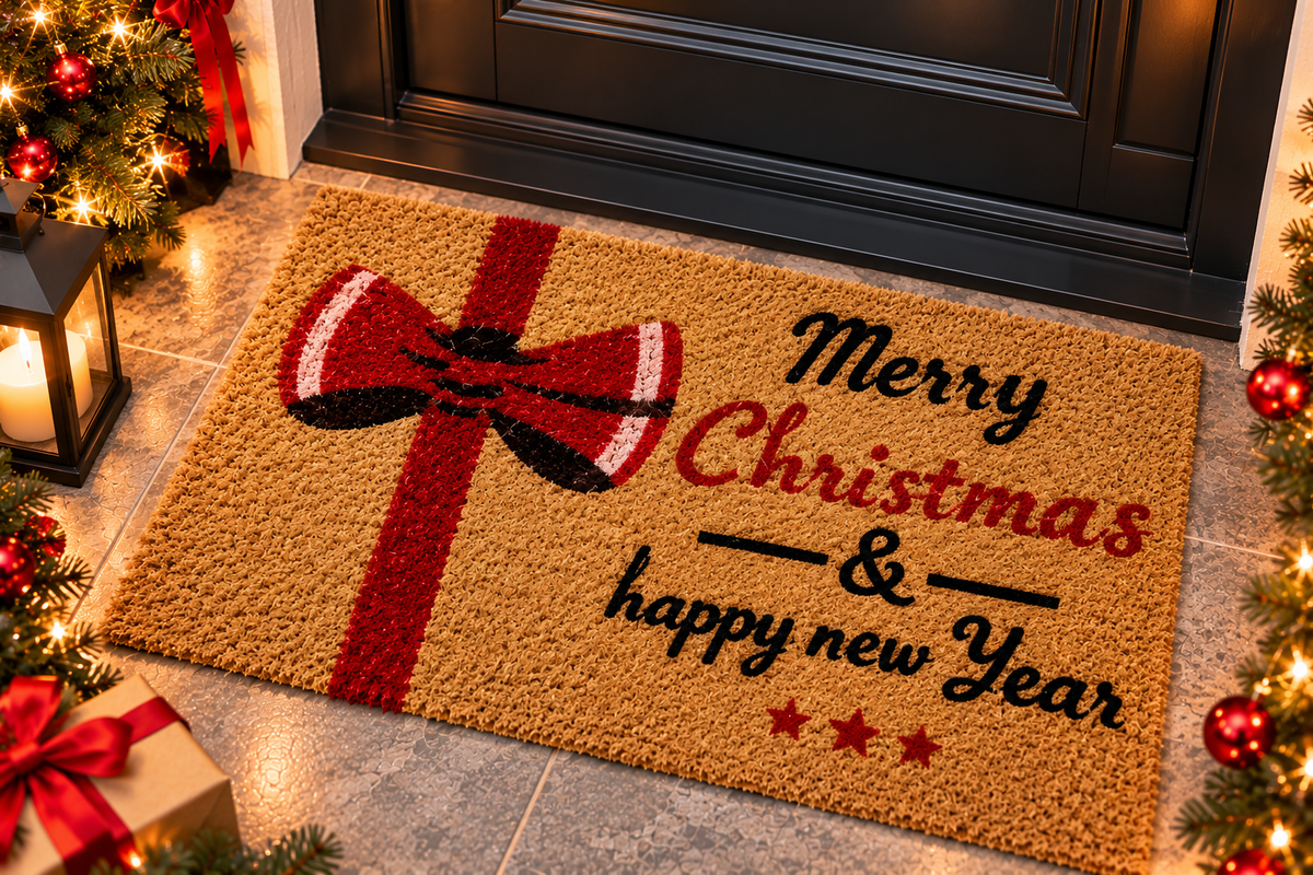 Covoras intrare Craciun, fibra cocos si cauciuc, Merry Christmas, DM114 - 60x40 cm