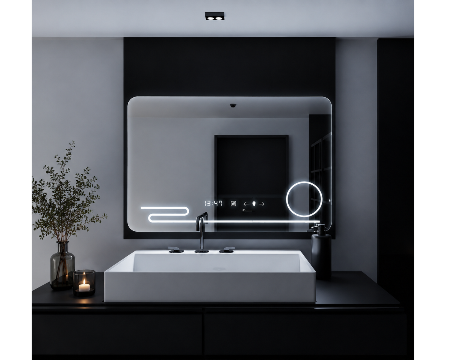 Oglinda LED Touch 80x60 cm Functie Dezaburire Colectia Marcello Funghi W36, 80x60cm
