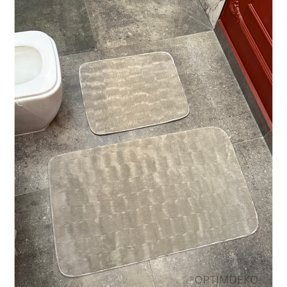 Set Covorase de Baie Ultra Pufoase si Antiderapante, 100x60 + 60x50 cm, Confort Premium, Maro