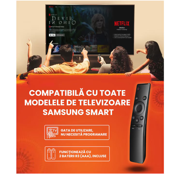 Telecomanda tv universala, Compatibila Samsung, Acopera 100% gama Samsung LCD, LED, Smart, baterii incluse