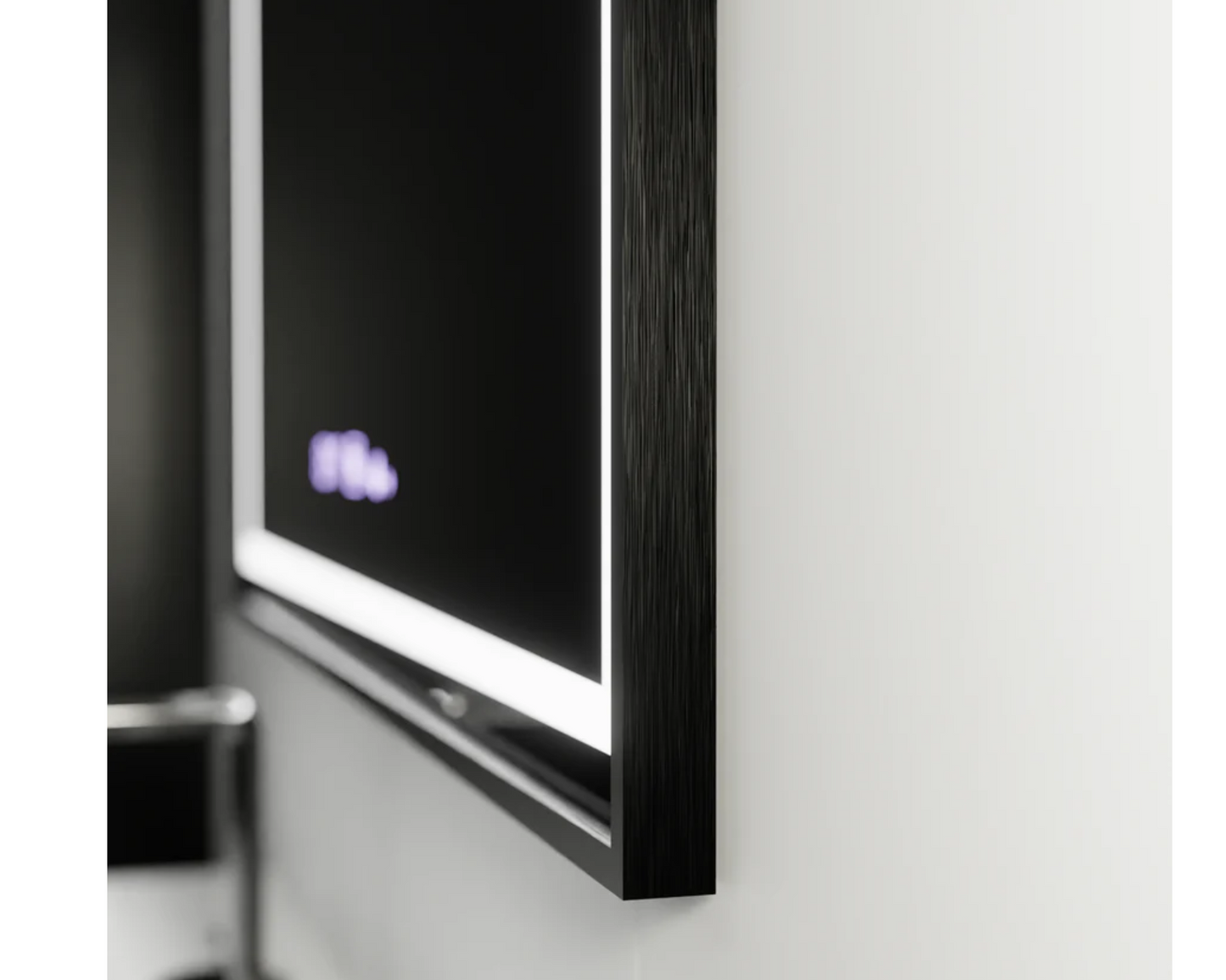 Oglinda LED Dreptunghiulara, cu Functie Dezaburire si Sistem Touch, Neagra, Colectia Marcello Funghi W03/80X60cm