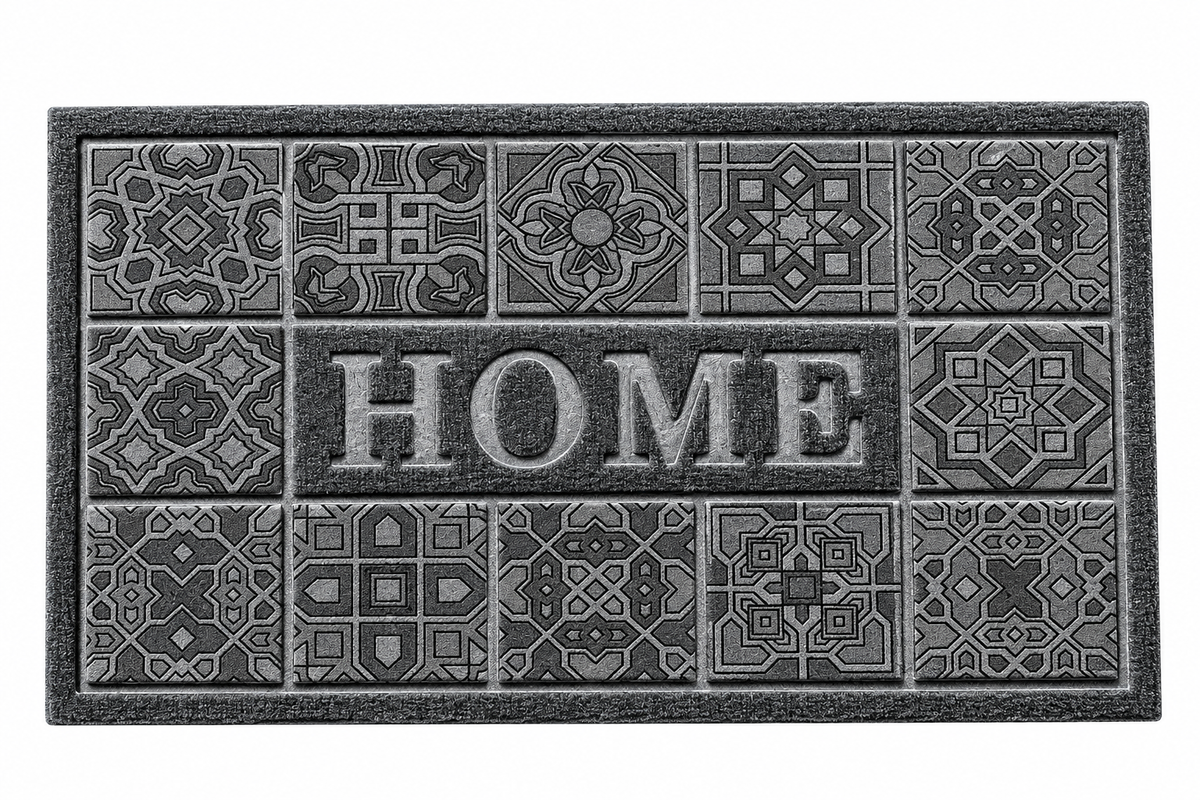 Covoras de intrare HOME, antiderapant, rezistent si decorativ ®OPTIMDEKO, 75 x 43 cm, Gri Mono