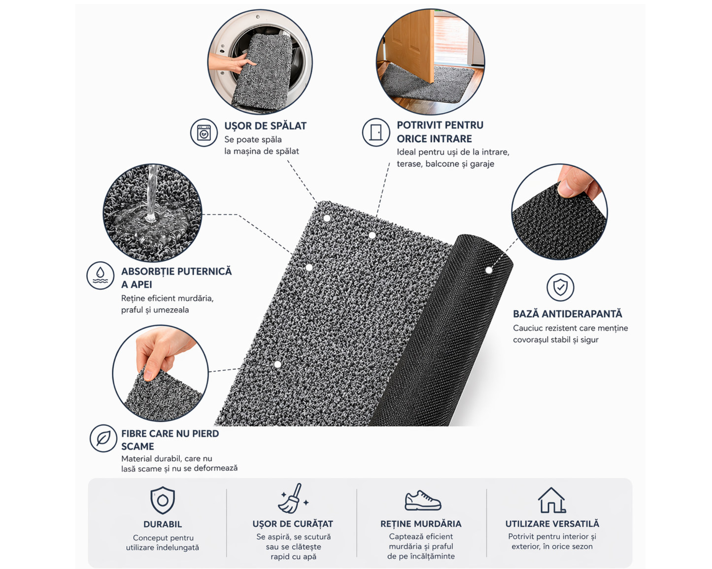 Covoras intrare absorbant antimurdarie, Magic Mat Gri 90x60cm ®OPTIMDEKO