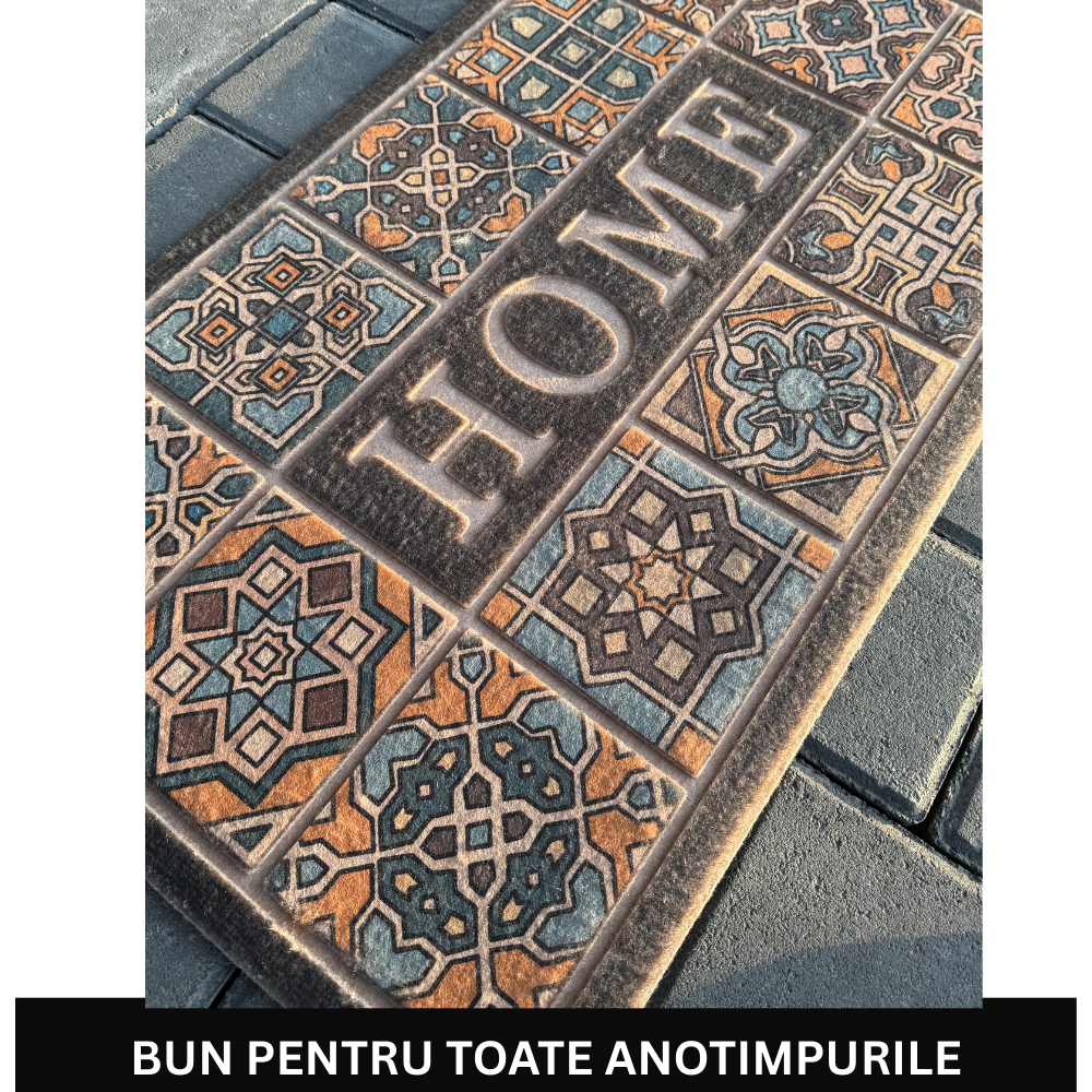 Covoras de intrare, OPTIM DEKO, Cauciuc, HOME, antiderapant, decorativ, maro, 75x43cm