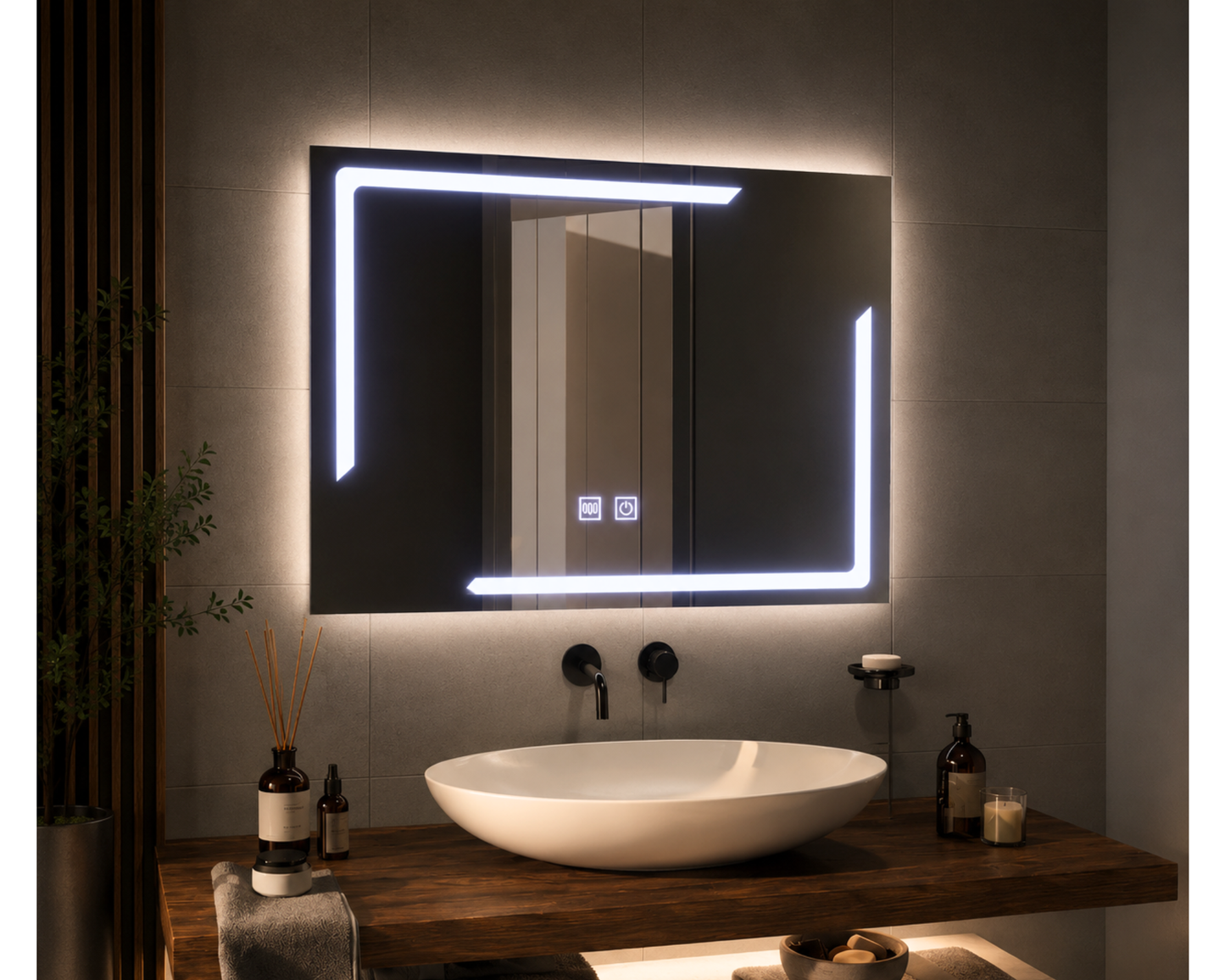Oglinda Led Dreptunghiulara Touch, cu Functie Dezaburire E38/80x60cm