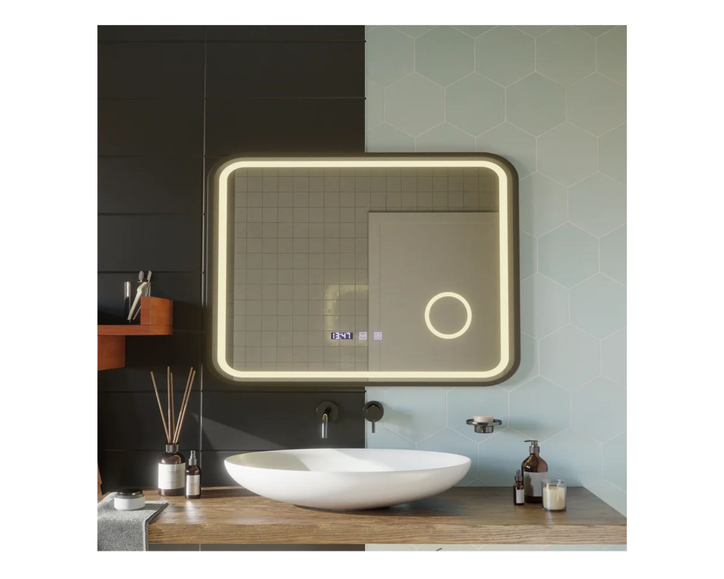 Oglinda LED Touch 60x80 cm Functie Dezaburire Colectia Marcello Funghi S80, 80x60cm