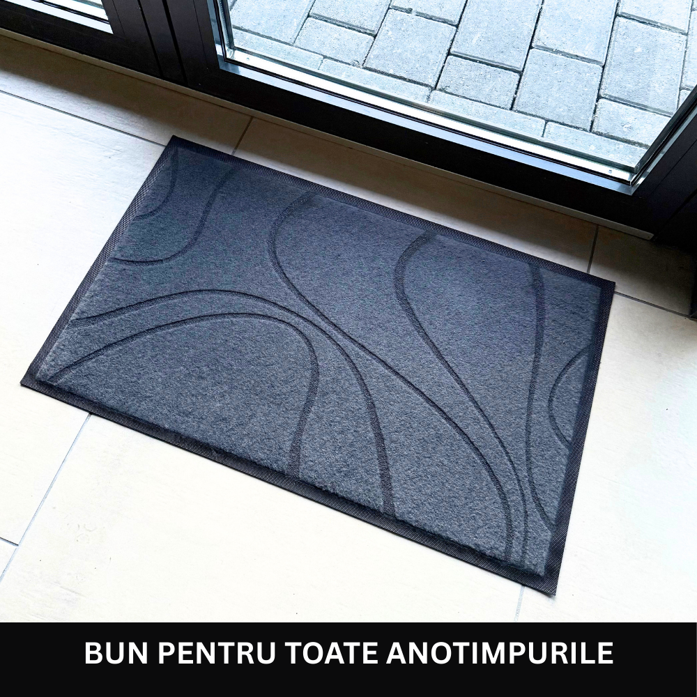 Covoras de intrare, absorbant, antiderapant, cu model modern, gri, ®OPTIMDEKO, TR 202