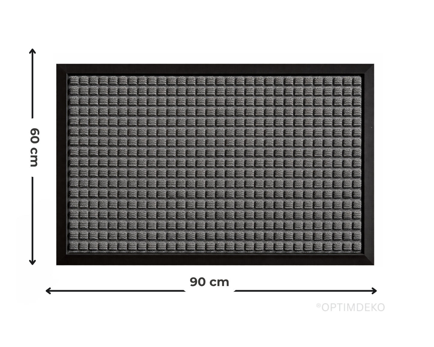 Covoras intrare gri 90x60 cm, ®OPTIMDEKO, antiderapant, rezistent, absorbtie murdarie si apa, interior/exterior, CR002 GRI