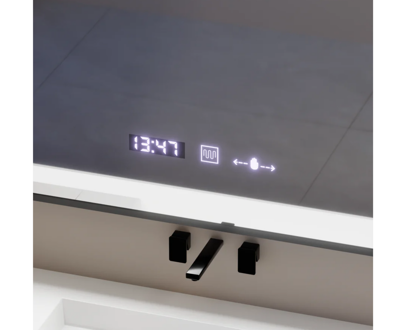 Oglinda LED Dreptunghiulara, cu Functie Dezaburire si Sistem Touch, Neagra, Colectia Marcello Funghi W03/80X60cm