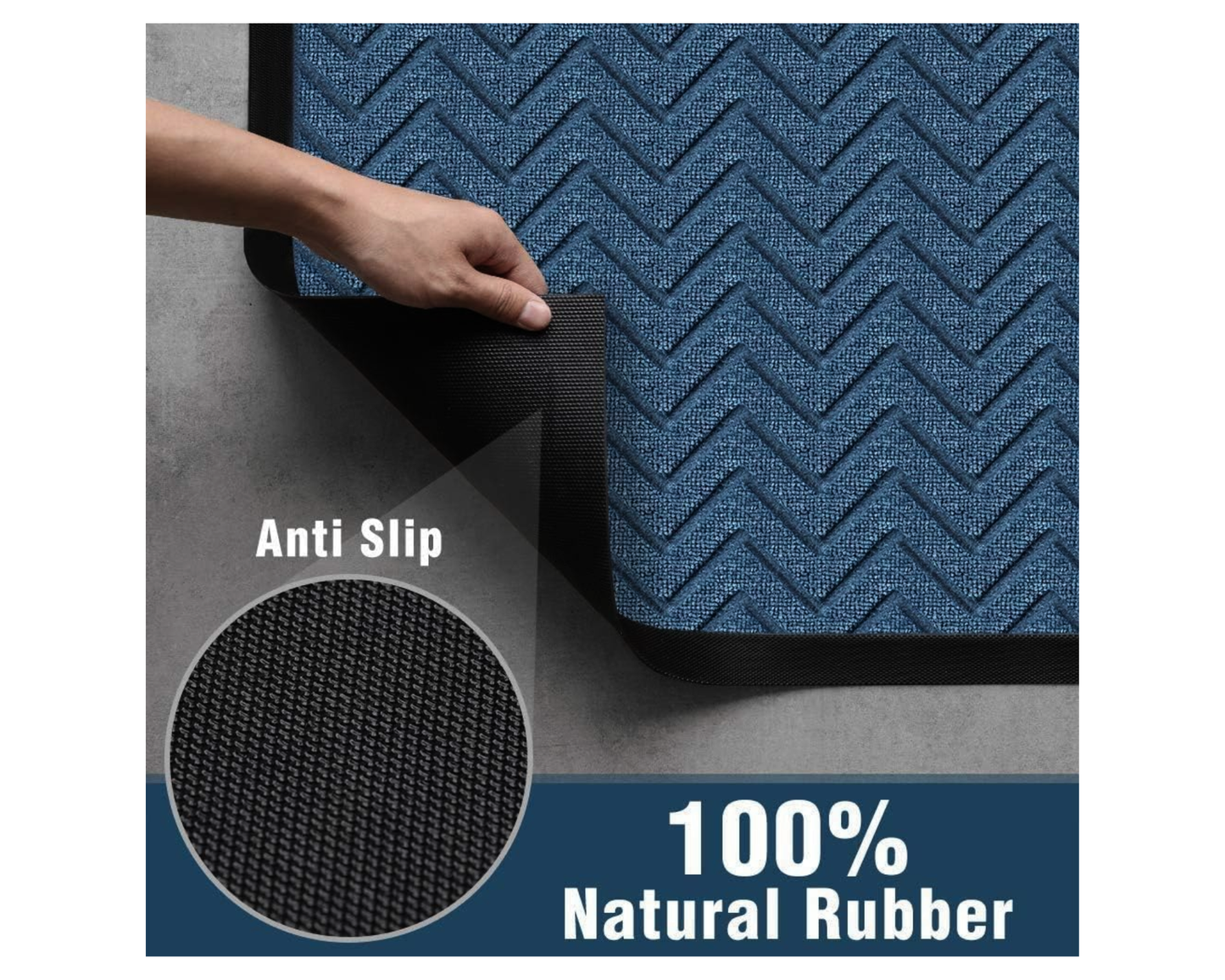Covoras intrare gri 75x45 cm, ®OPTIMDEKO, antiderapant, rezistent, absorbtie murdarie si apa, interior/exterior, CR176 Albastru/Turcoaz
