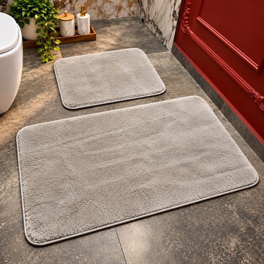 Set Covorase de Baie Ultra Pufoase si Antiderapante, 100x60 + 60x50 cm, Confort Premium, Gri