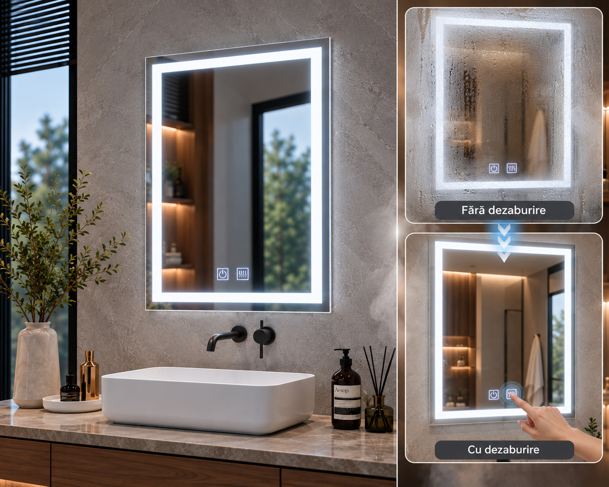 Oglinda Led Dreptunghiulara Touch, cu Functie Dezaburire E09/60x80cm
