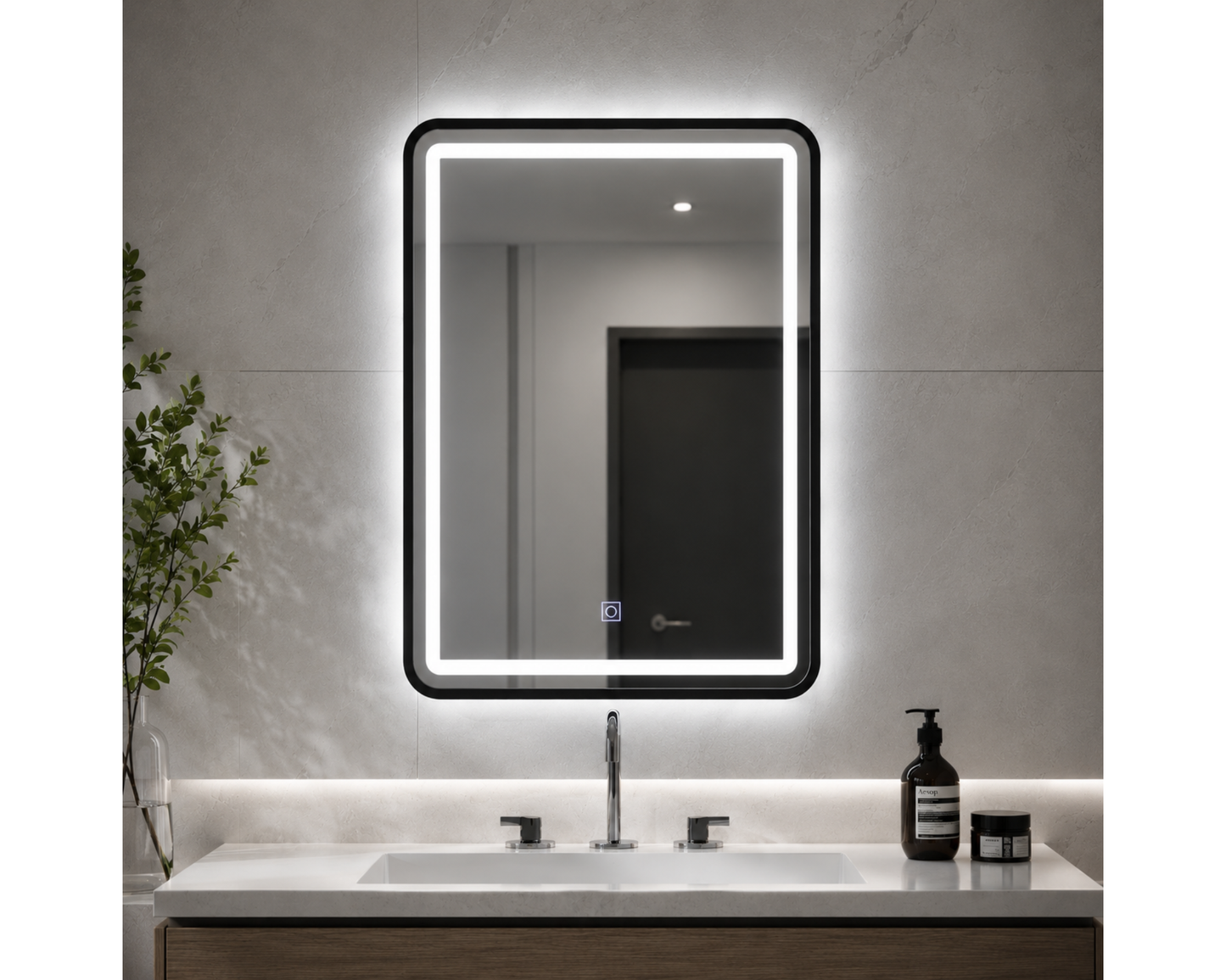 Oglinda LED Touch, Rama Neagra, C210/60x80 cm Colectia Korman Technik