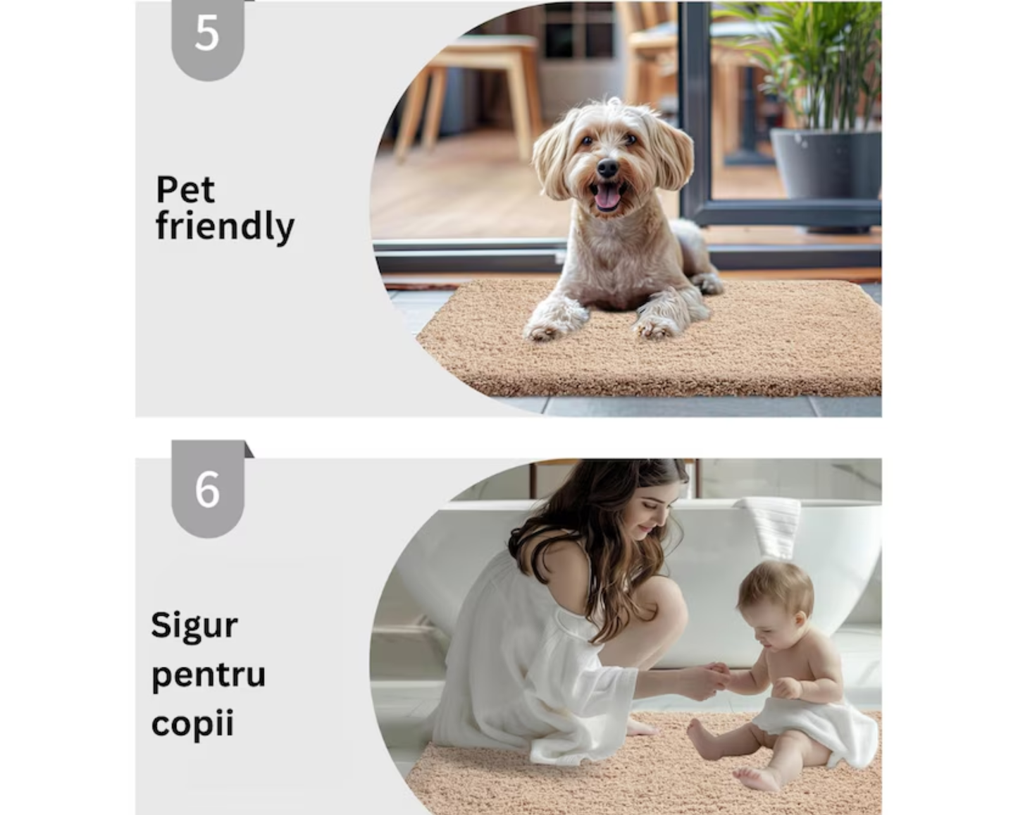 Covoras baie pufos, 90 x 60 cm, ultra absorbant si antiderapant - microfibra foarte moale, Albastru Inchis ®OPTIMDEKO