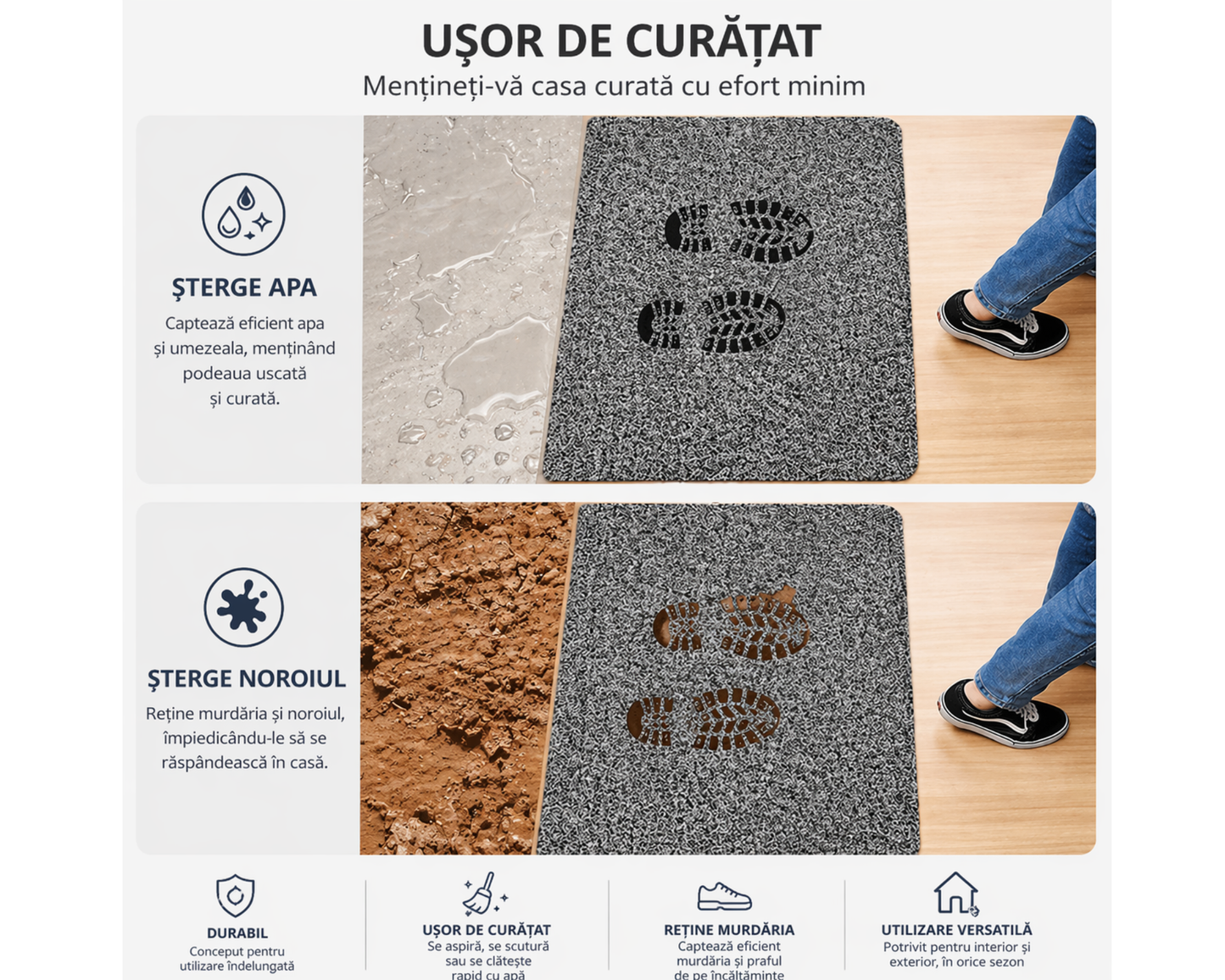 Covoras intrare absorbant antimurdarie, Magic Mat Gri 90x60cm ®OPTIMDEKO