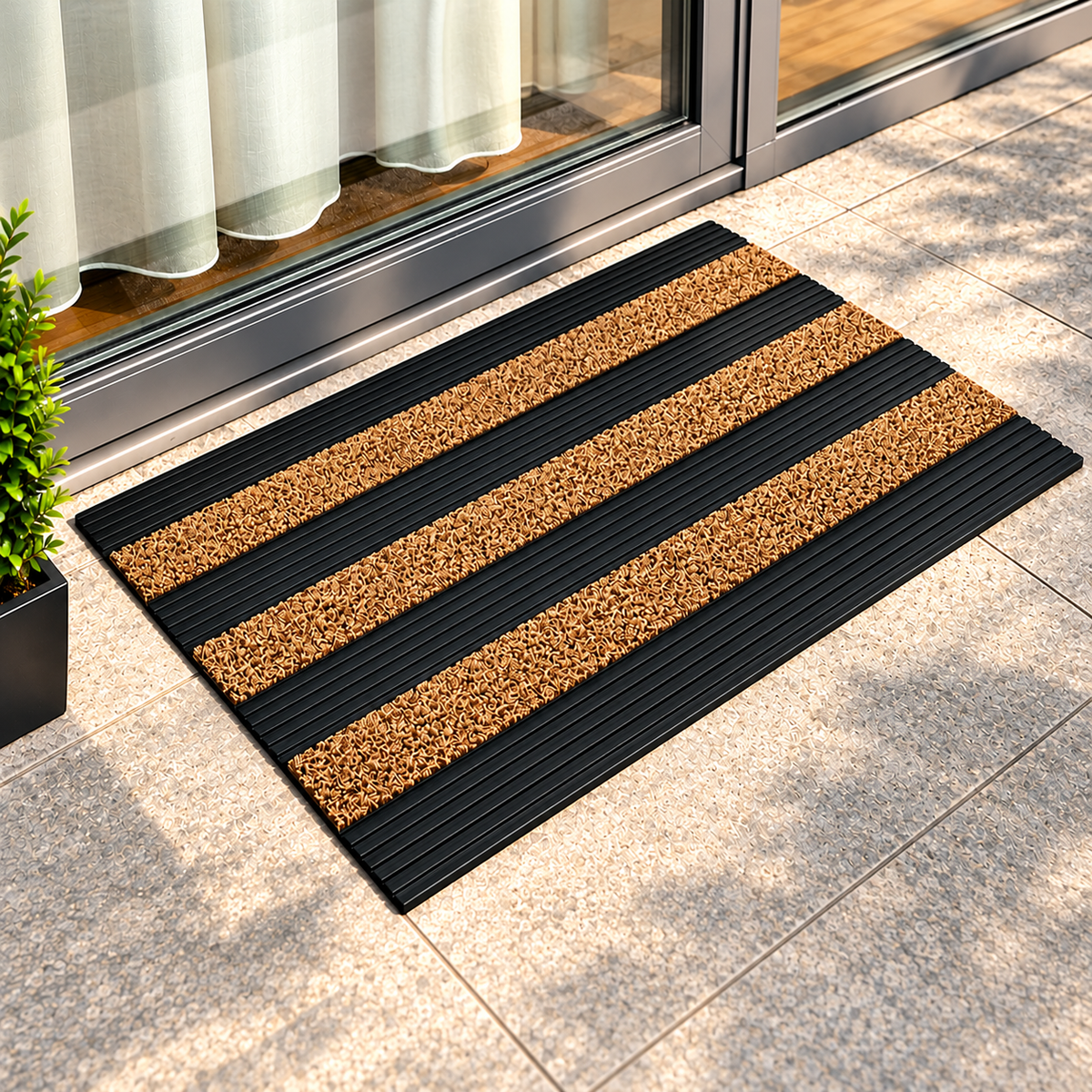 Covoras intrare cauciuc si polietilena antiderapant, maro DM05 - 75x45 cm