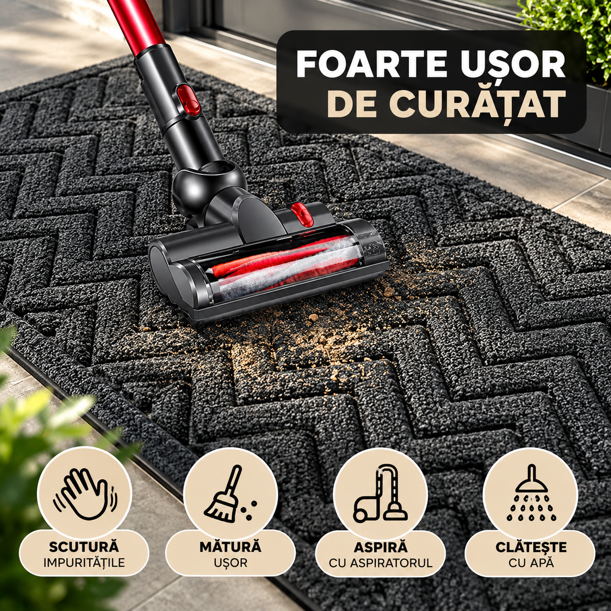 Covoras intrare Polietilena si Cauciuc Antiderapant- CS099 - 90X60 cm