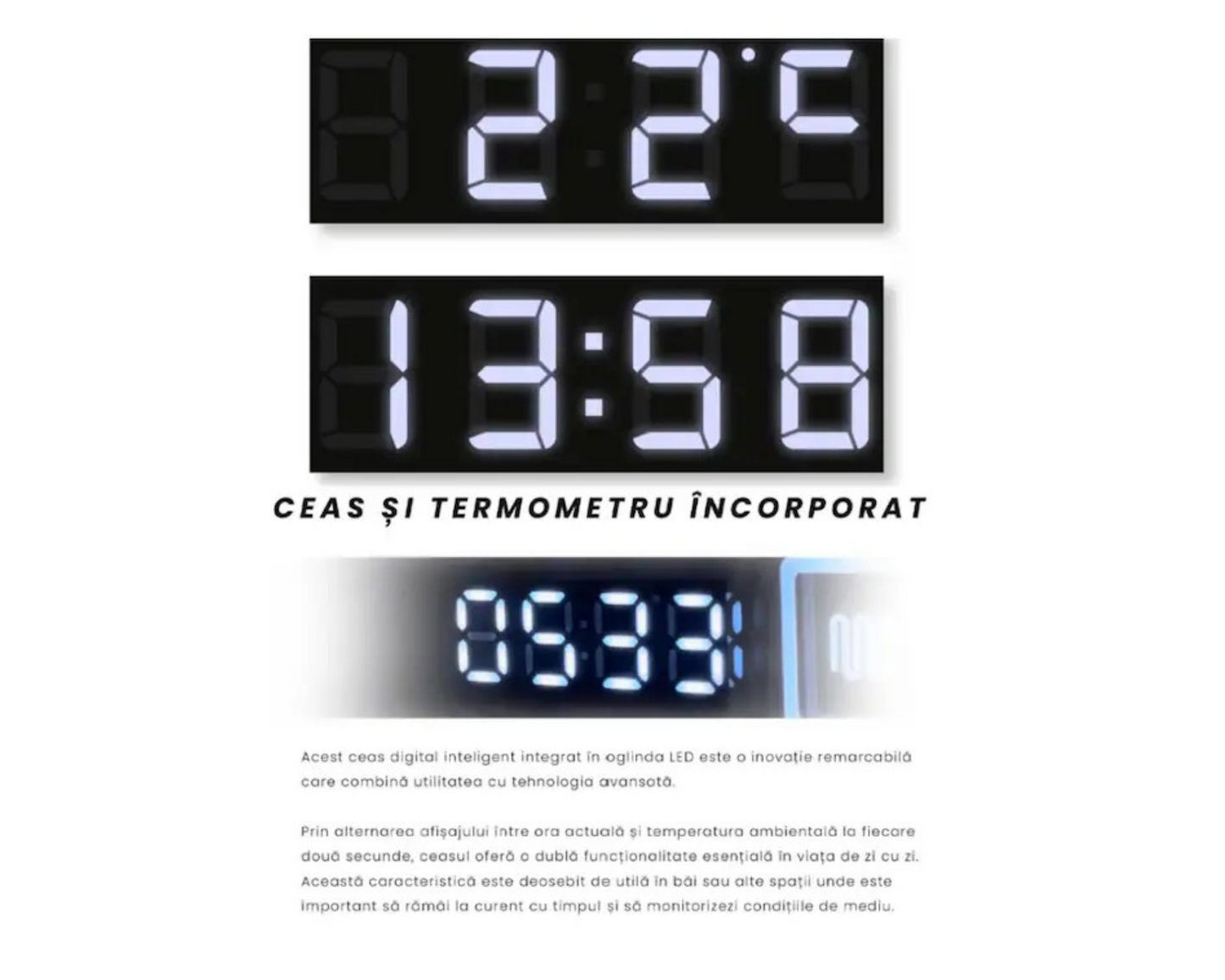 Oglinda LED Touch 60x80 cm Functie Dezaburire Colectia Marcello Funghi S80, 80x60cm