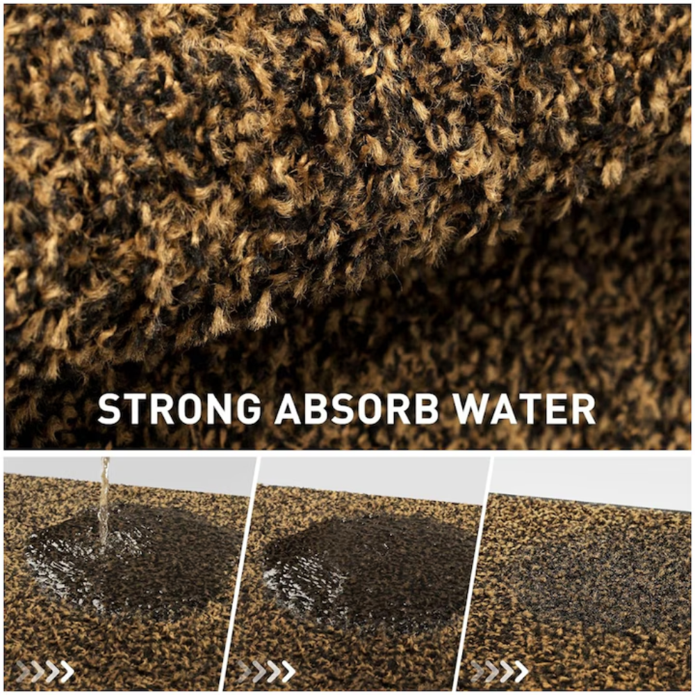 Covoras intrare antiderapant -mocheta si cauciuc- maro - 90x150cm